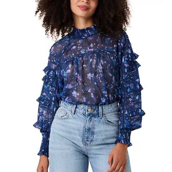 French Connection Floral Blue Women's Top - Picture 1 of 5